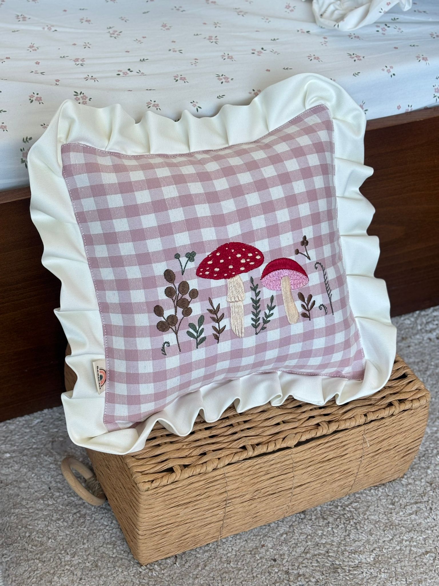 MUSHROOM DEKORATİF YASTIK TEKLİ - GÜLKURUSU PUDRA