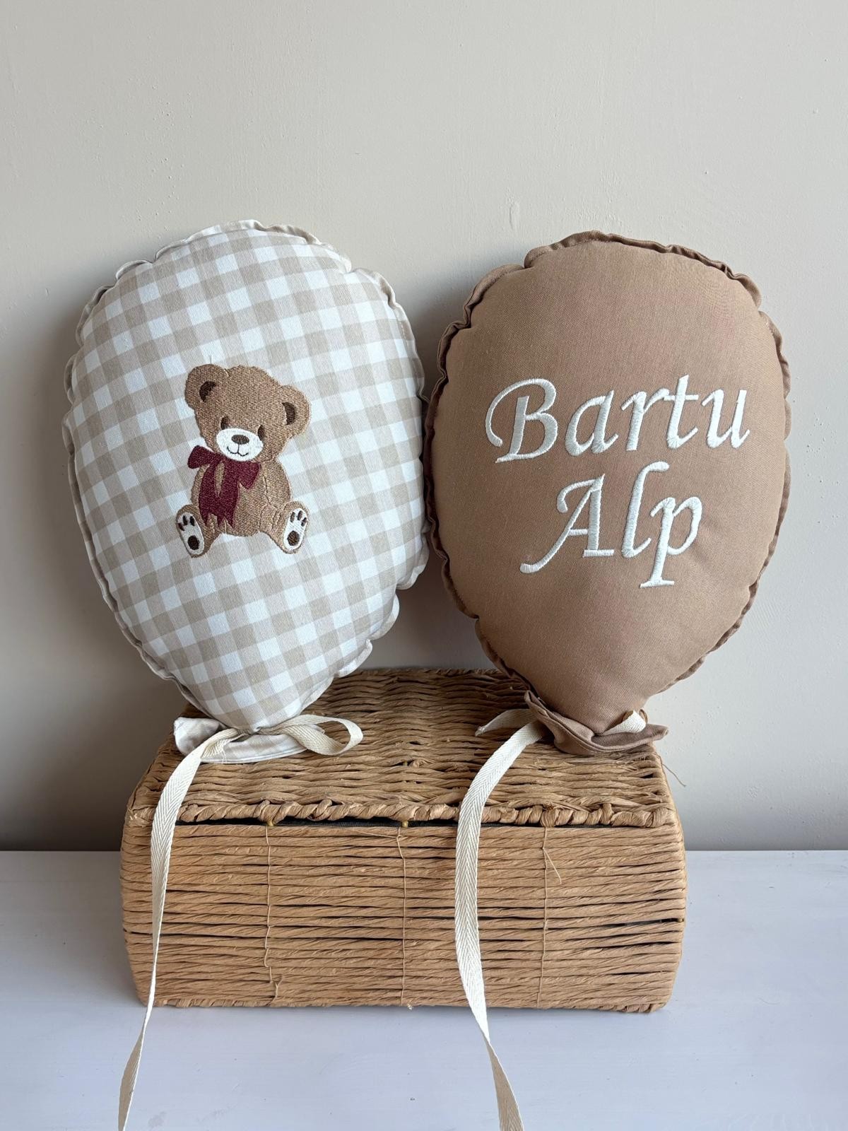 NAKIŞ BALON 2'Lİ PAPYONLU AYI - SÜTLÜ KAHVE BEJ TAKIM