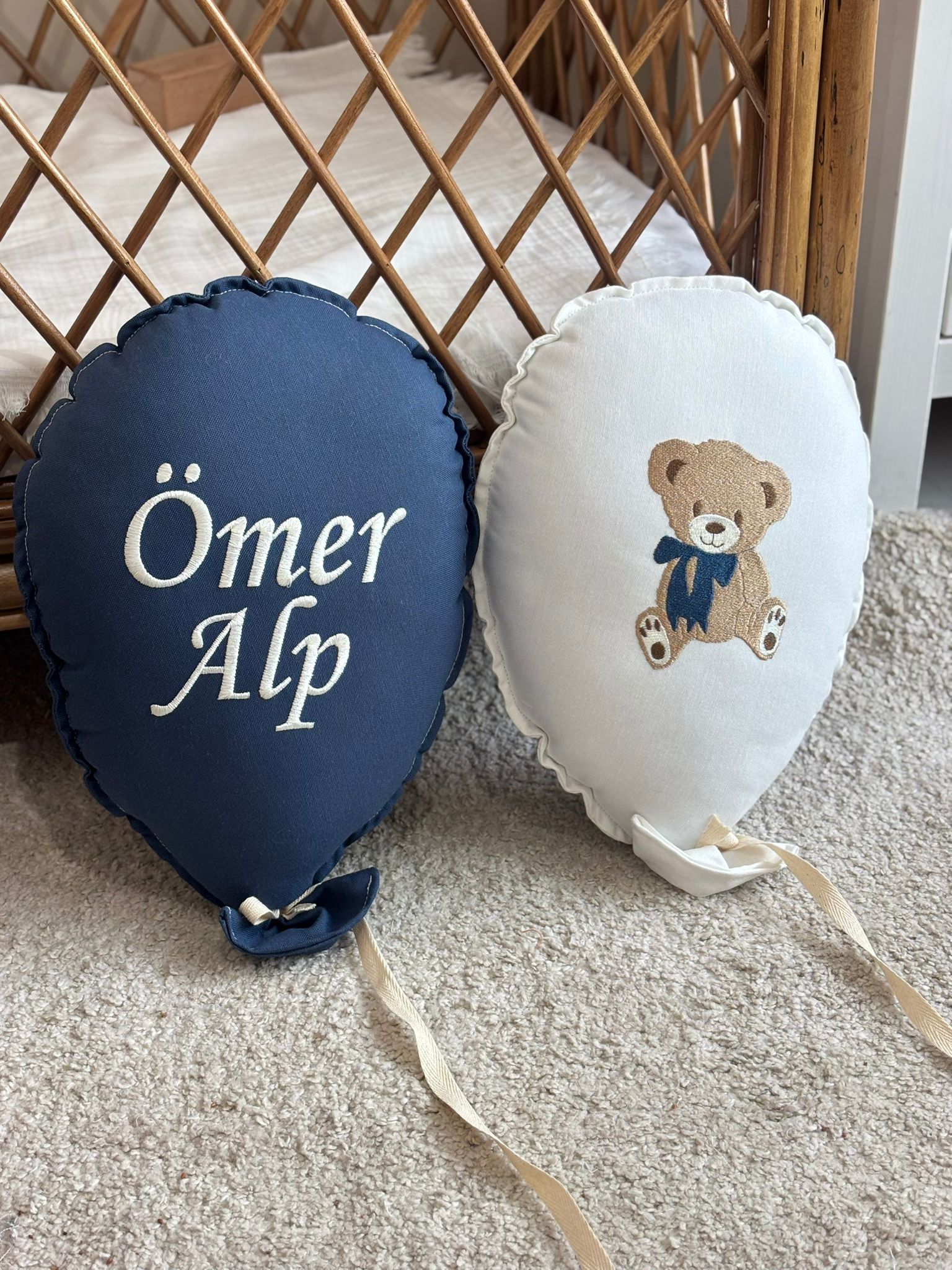 NAKIŞ BALON 2'Lİ PAPYONLU AYI - LACİVERT EKRU