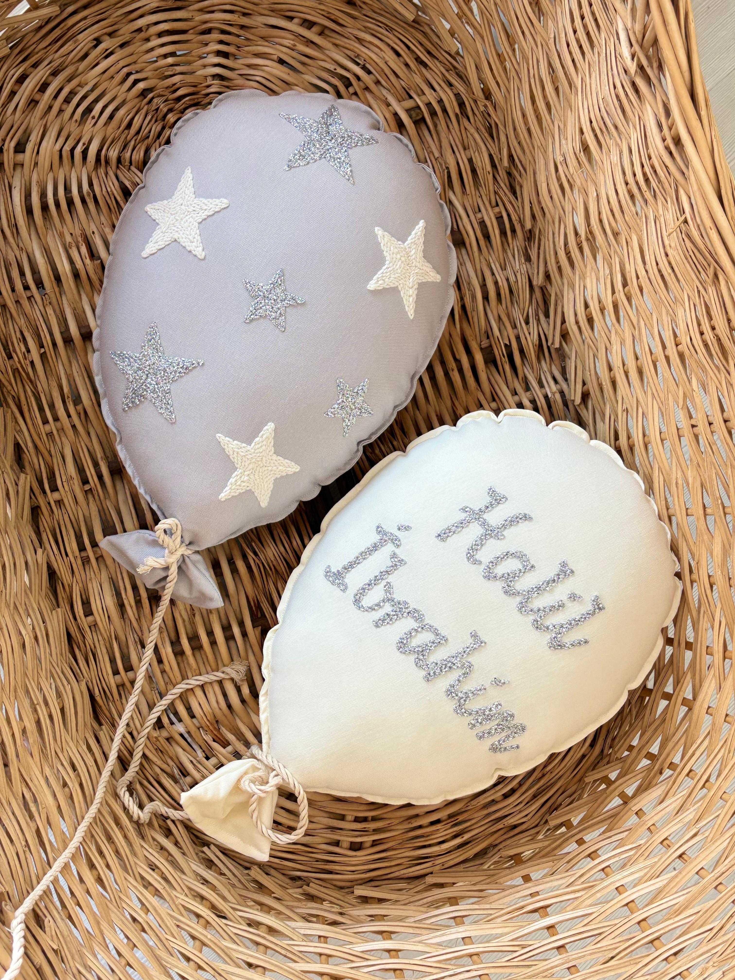BÜYÜK YILDIZLI 2’Li BALON TAKIMI - Ekru gri- gri simli