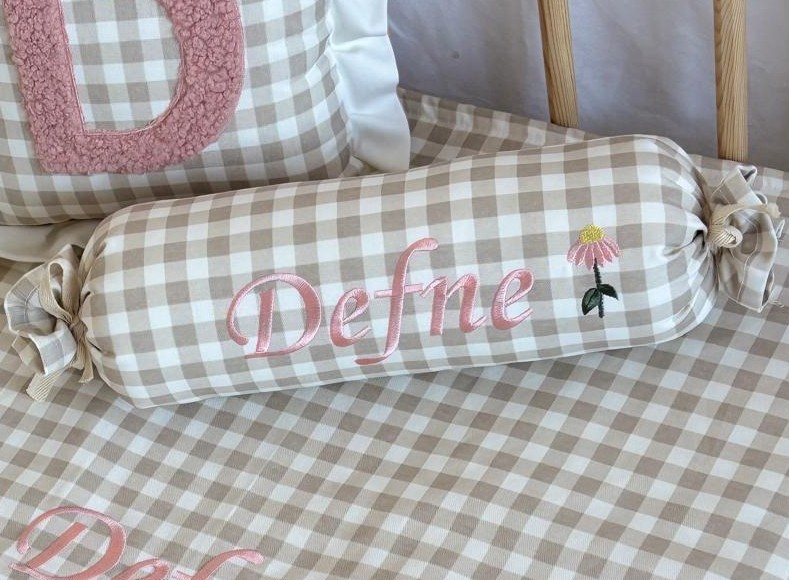 ŞEKER YASTIK FLORAL - BEJ SOFT PEMBE İŞLEME