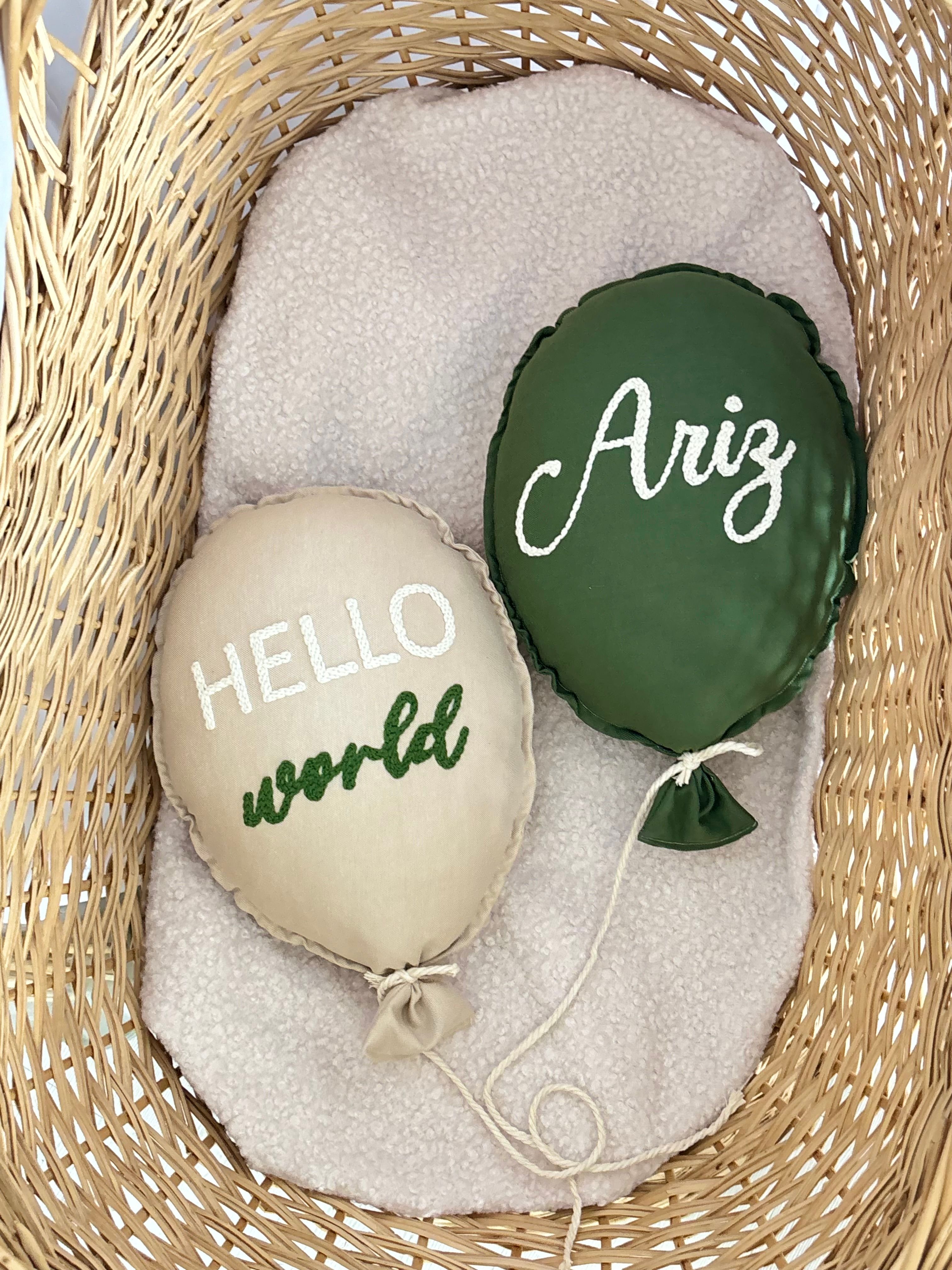 YEŞİL BEJ HELLO WORLD 2Lİ BALON TAKIM