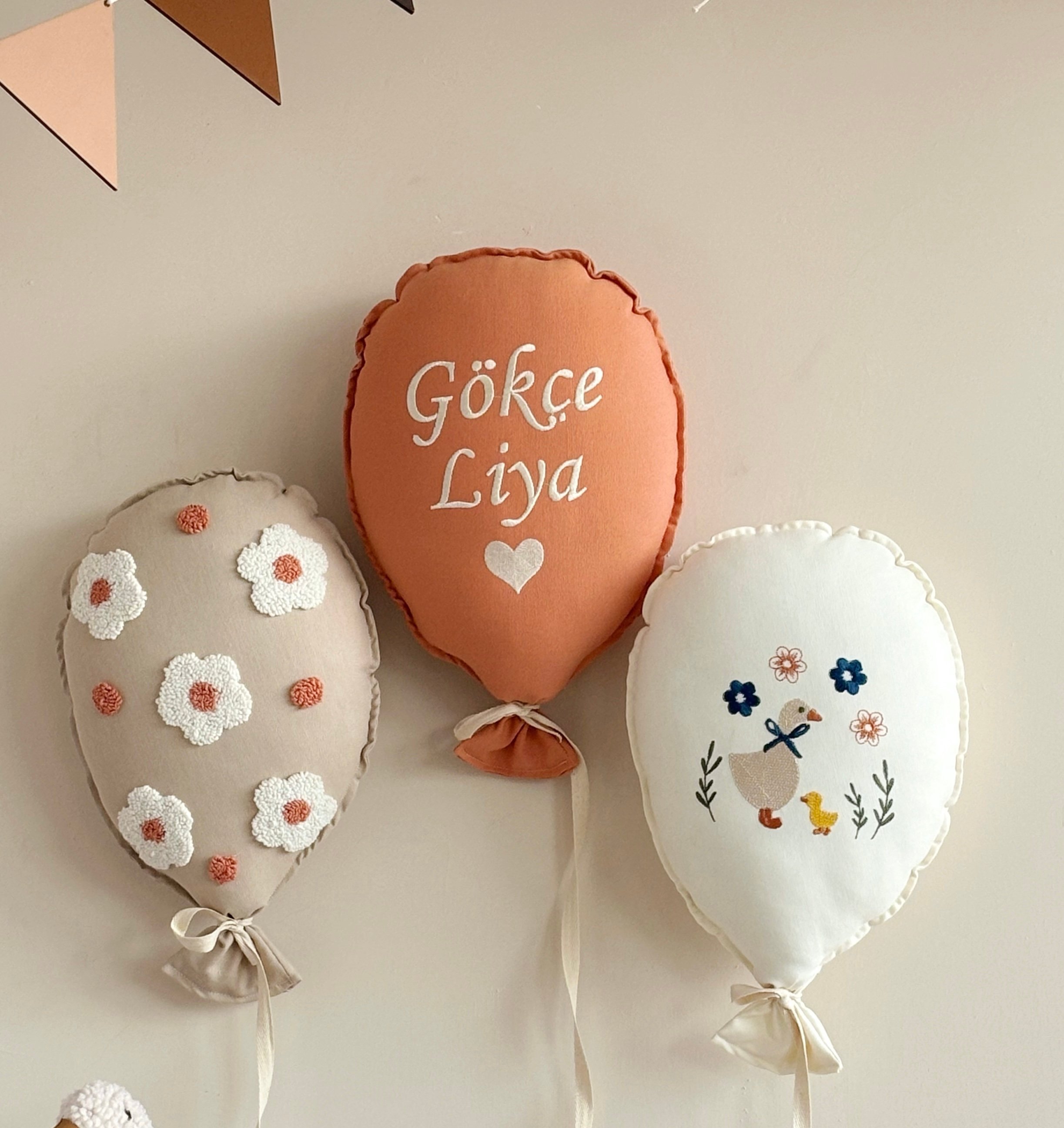 TURUNCU  NAKIŞLI PAPATYA TAKIM - 3 Lü balon