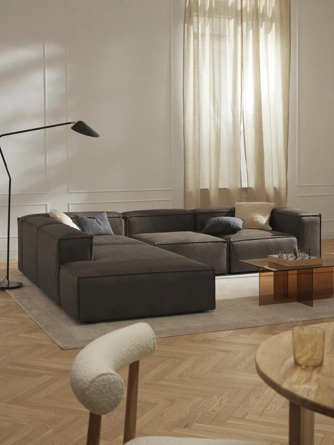 Soft Modüler Köşe Koltuk (6-7 Kişilik) Deri - InNature Home - Siyah Sol Large