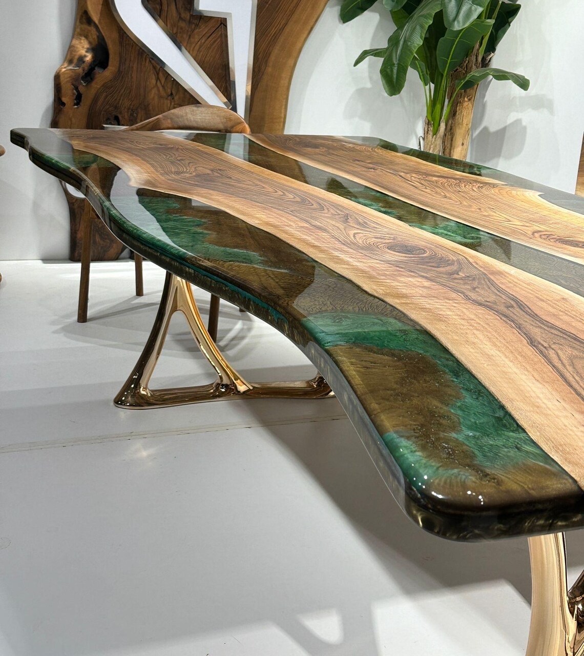 Epoxy River Table | Solid Walnut Wood | Natural Epoxy Dining Table | Walnut Wood Colorful Epoxy Table | Kitchen Table | Resin Table | Epoxy Coffee Table | Living Edge Handmade Table| INNATURE  