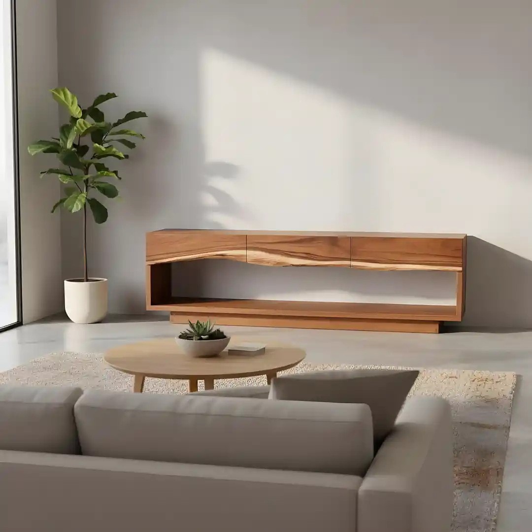 Contemporary Live Edge Sideboard with Drawers | Handcrafted in Wooden Hardwood | INNATURE