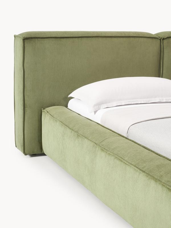 Soft, Çift Kişilik Karyola - InNature Home - Yeşil, Fitilli Kadife
