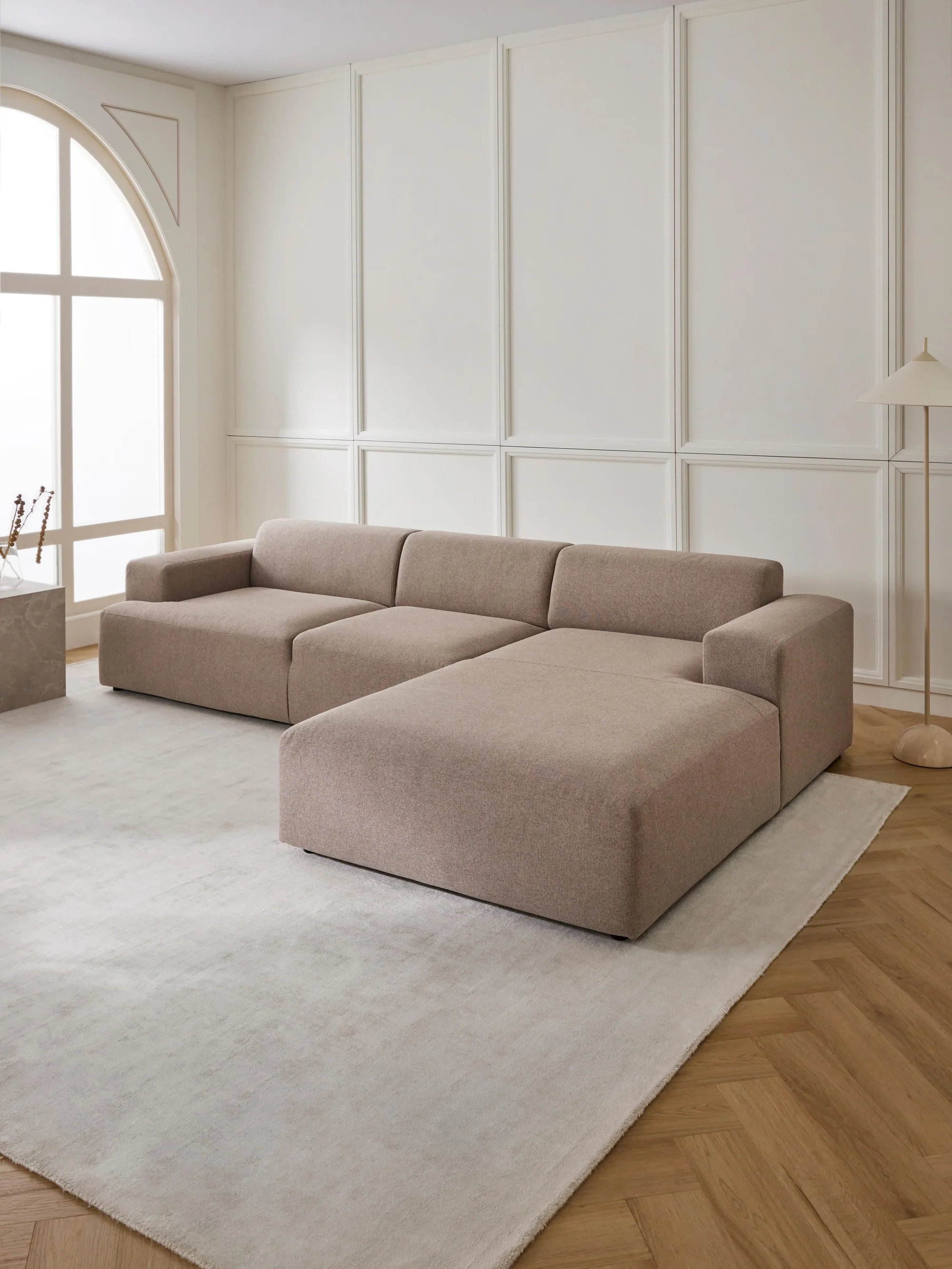 Stella Yumuşak Oturumlu Modüler Köşe Kanepe (4-5 Kişilik) InNature Home - Keten, Kahverengi