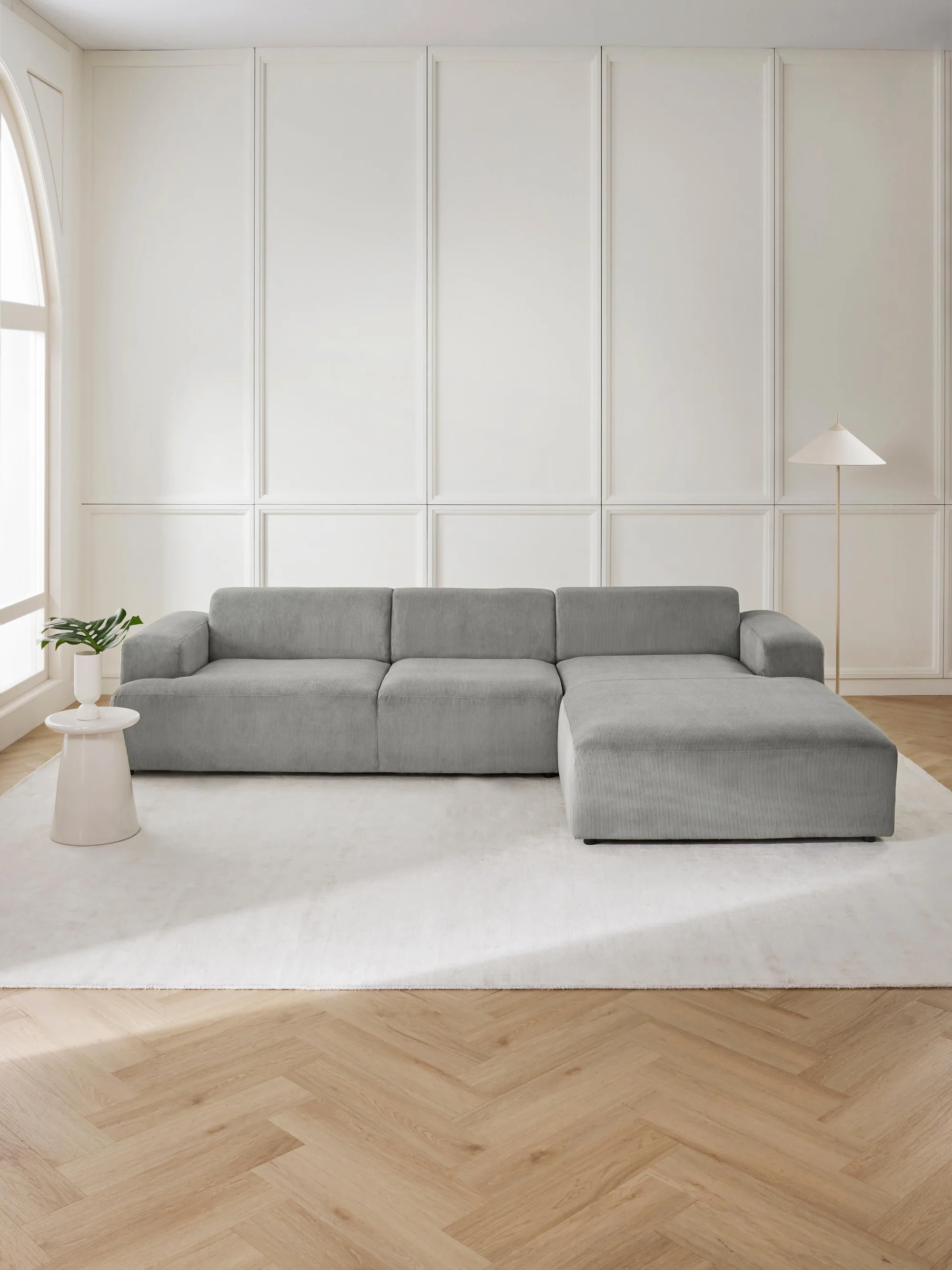Stella Yumuşak Oturumlu Modüler Köşe Kanepe (4-5 Kişilik) InNature Home - Fitilli Kadife, Gri