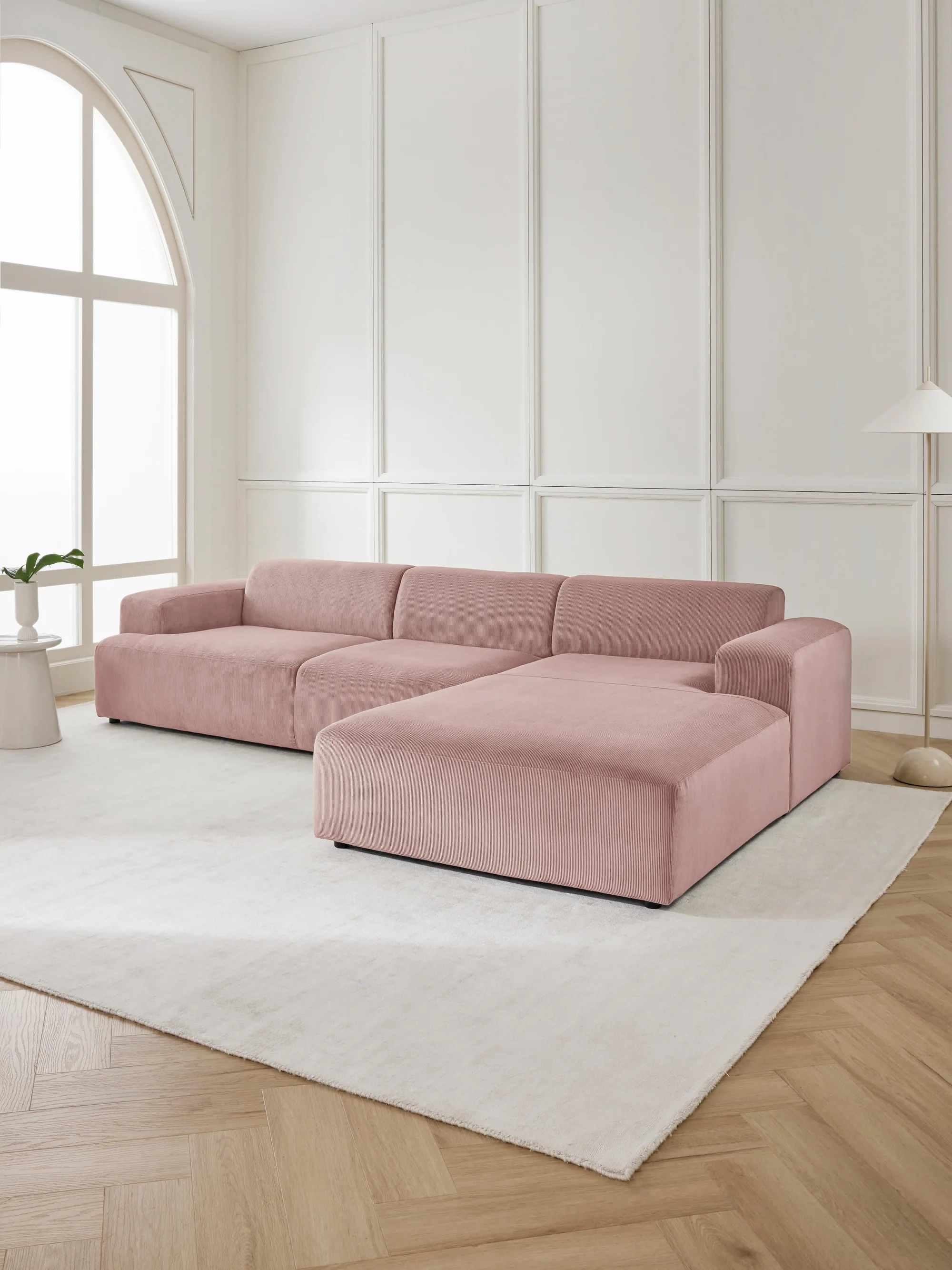 Stella Yumuşak Oturumlu Modüler Köşe Kanepe (4-5 Kişilik) InNature Home - Fitilli Kadife, Pembe