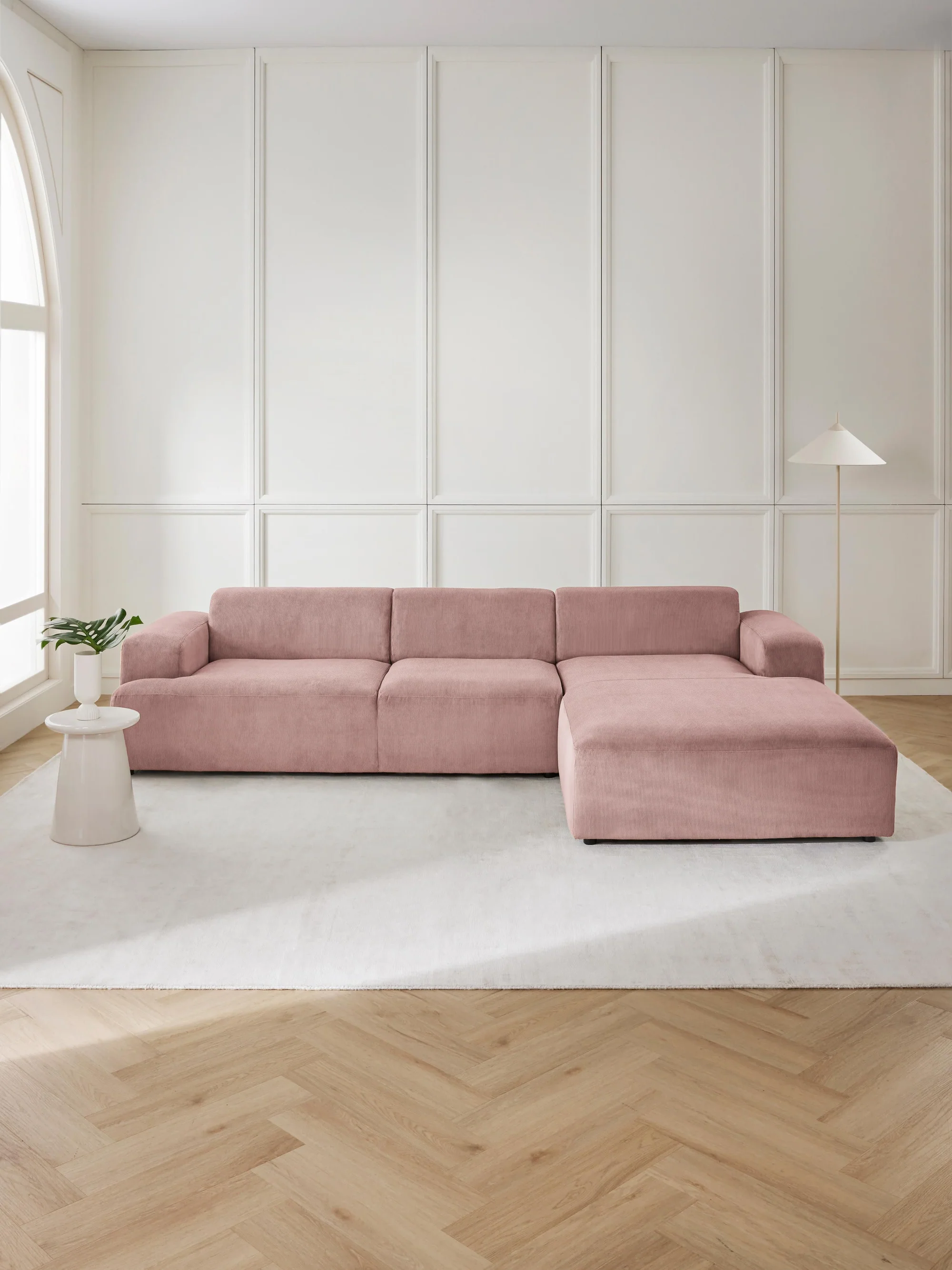 Stella Yumuşak Oturumlu Modüler Köşe Kanepe (4-5 Kişilik) InNature Home - Fitilli Kadife, Pembe