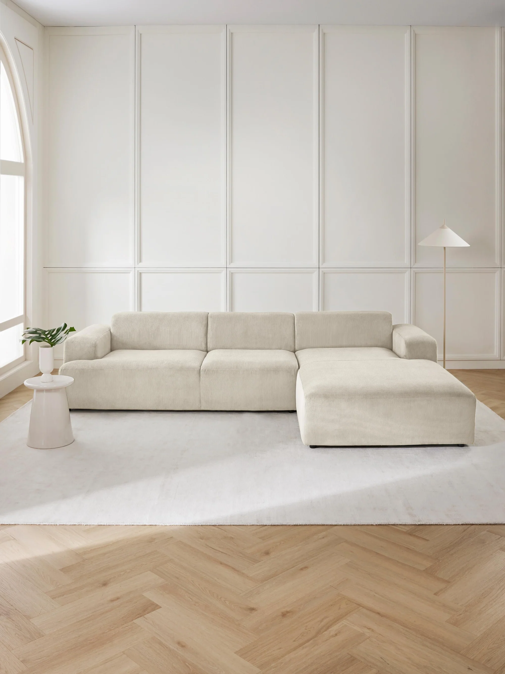Stella Yumuşak Oturumlu Modüler Köşe Kanepe (4-5 Kişilik) InNature Home - Fitilli Kadife, Bej