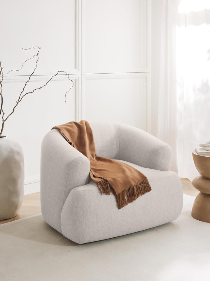 Wolke Tekli Koltuk - InNature Home  - Kırık Beyaz, Keten