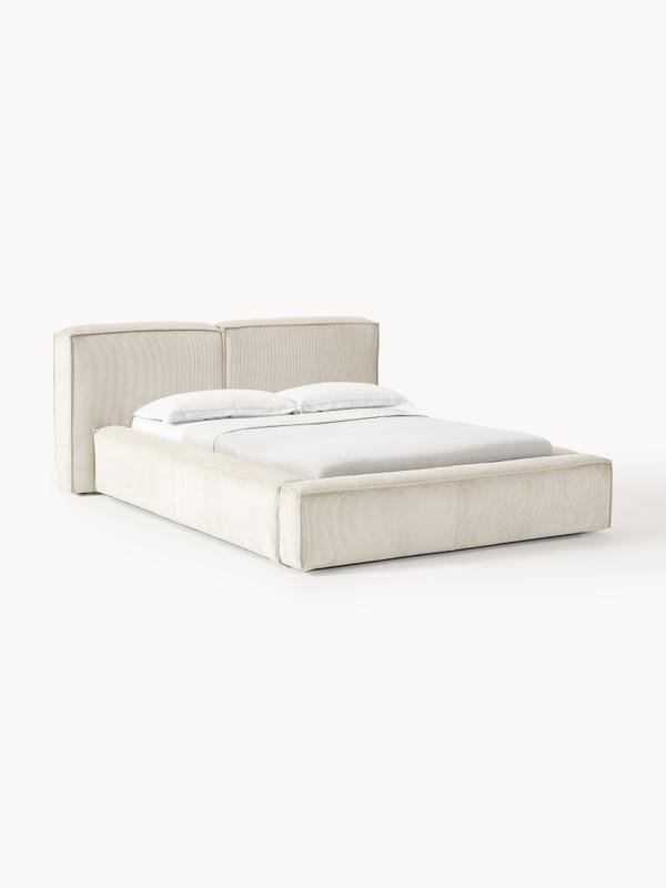 Soft, Çift Kişilik Karyola - InNature Home - Bej, Fitilli Kadife