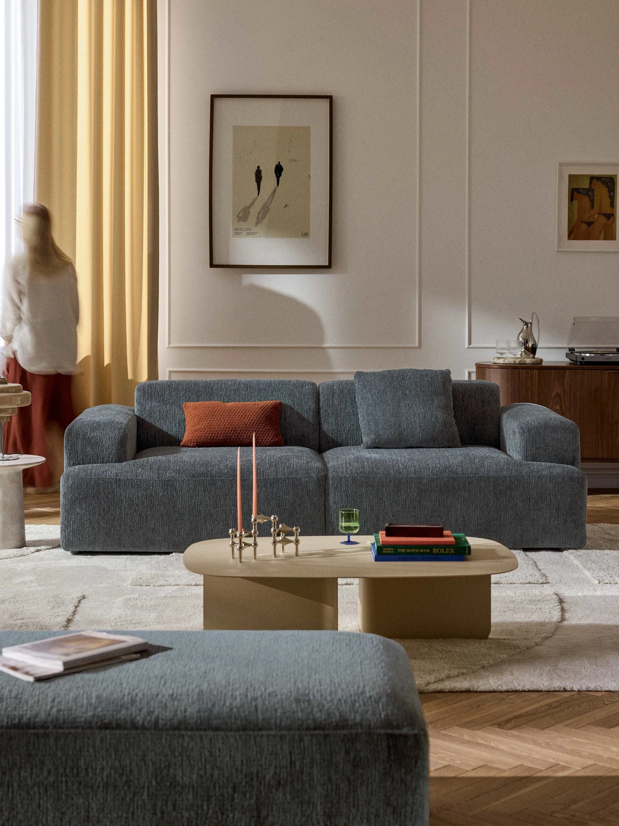 Stella Yumuşak Oturumlu Modüler Kanepe (3-4 Kişilik) InNature Home - Gri - Mavi, Şönil