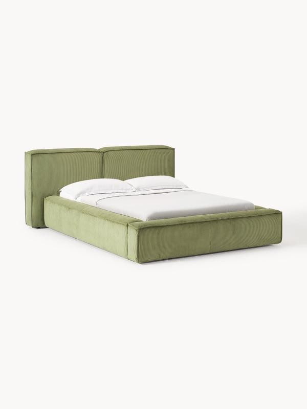Soft, Çift Kişilik Karyola - InNature Home - Yeşil, Fitilli Kadife
