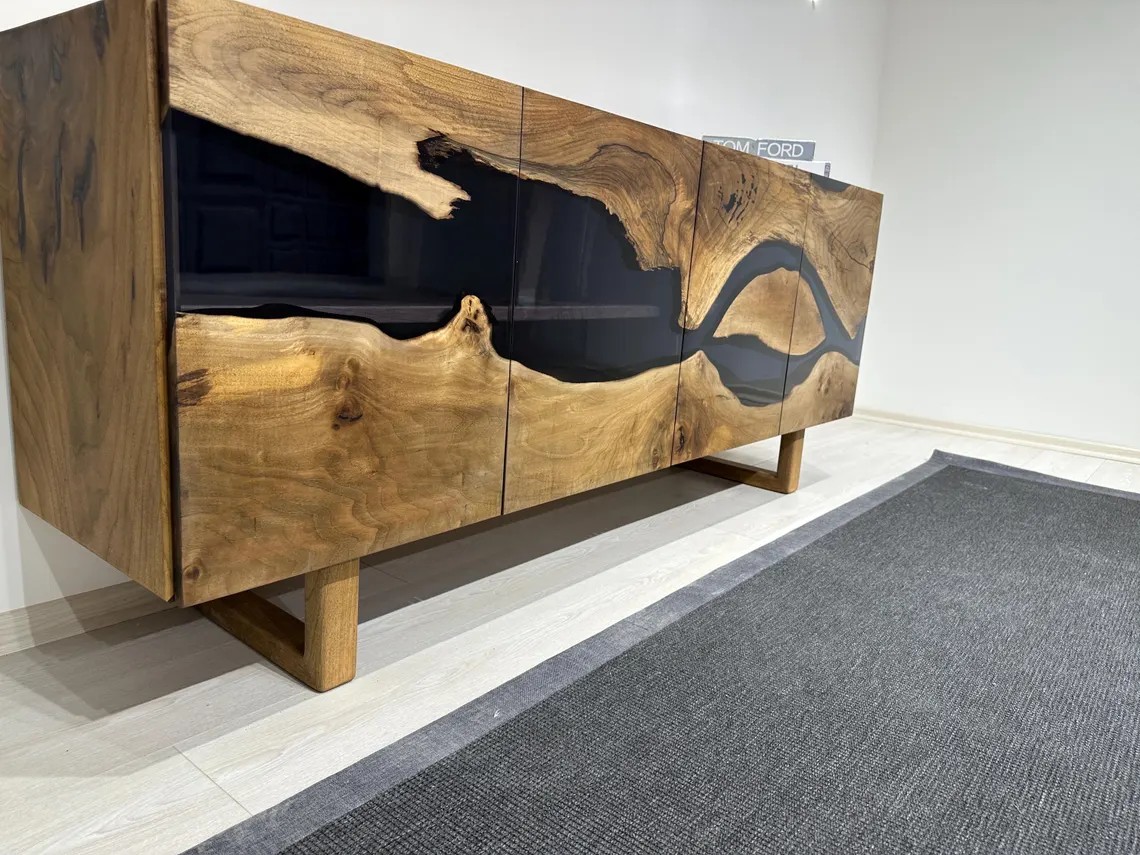 Handcrafted Resin Buffet | Luxury Walnut Epoxy Console Cabinet | Live Edge TV Stand | Custom Solid Wood Sideboard | Free DHL Express Shipping from Turkey | INNATURE 