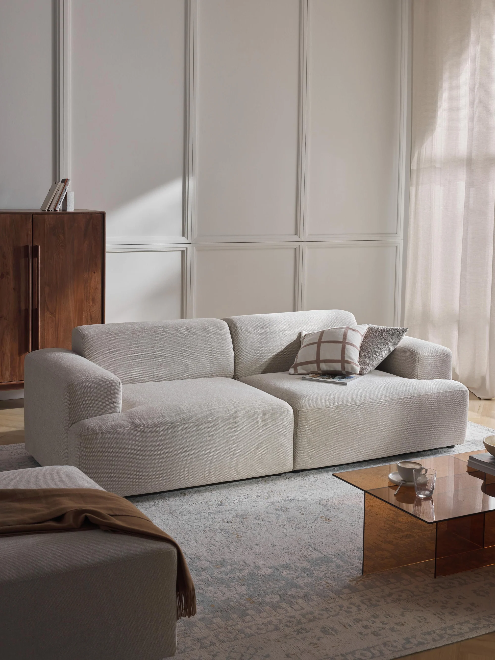 Stella Yumuşak Oturumlu Modüler Kanepe (3-4 Kişilik) InNature Home - Açık Bej, Keten