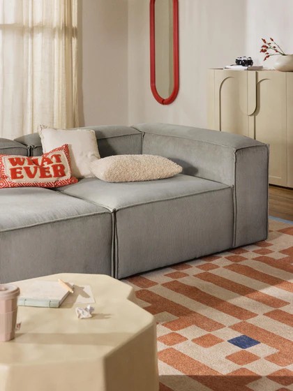 Soft Moduler Sofa Corduroy - InNature Home - Soft Gray Sofa