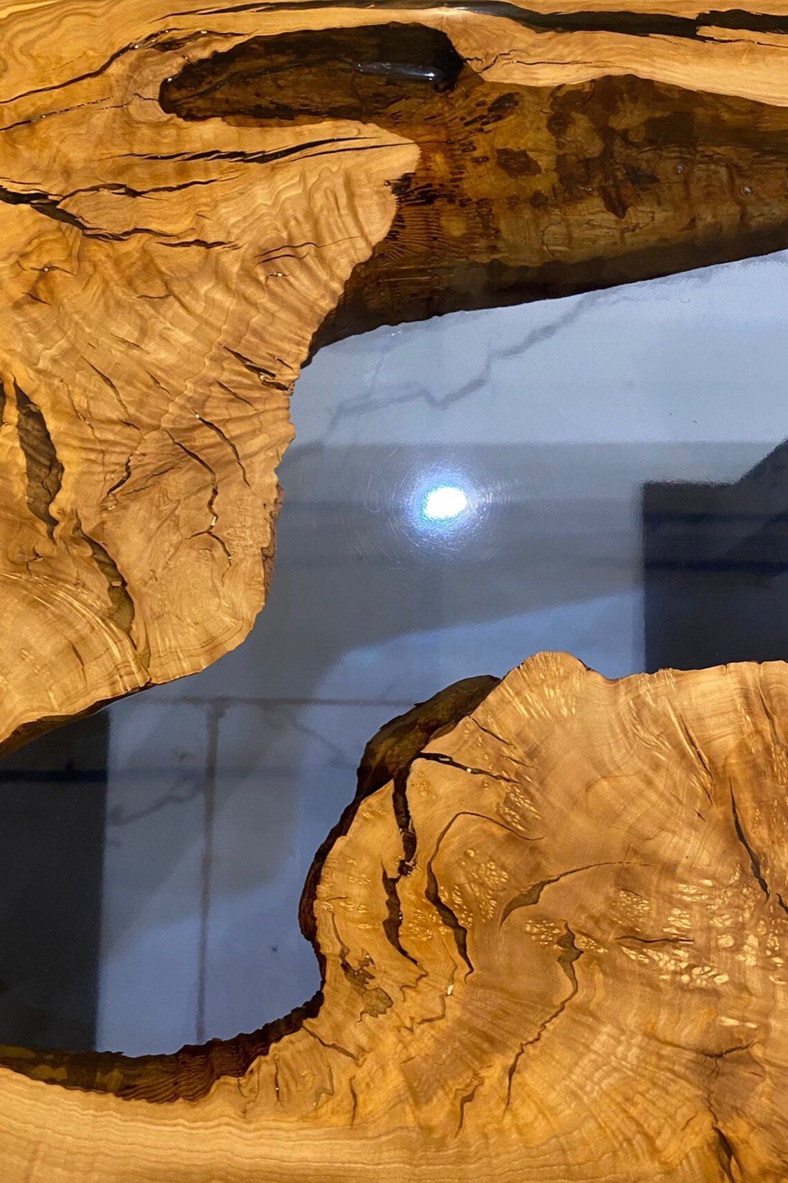 Handcrafted Olive Wood Blue Epoxy Coffee Table | Natural Design | Free Shipping | INNATURE