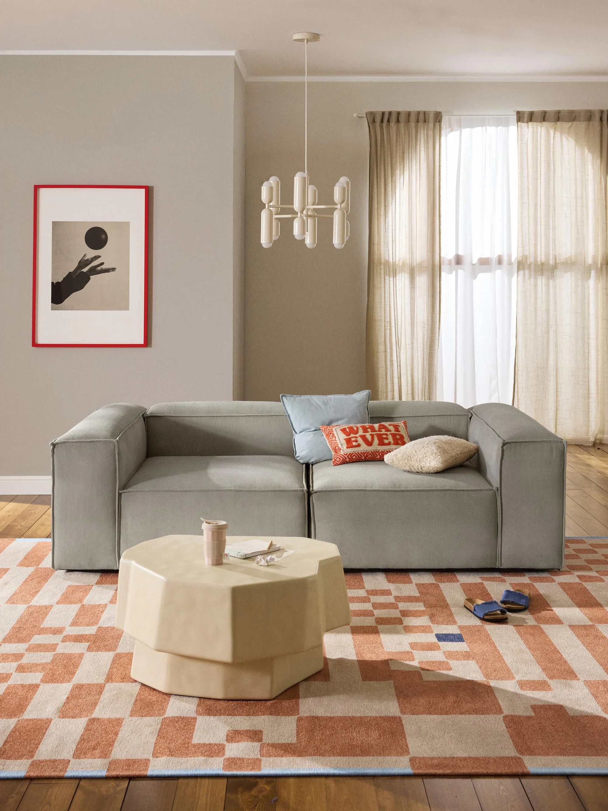 Soft Yumuşak Oturumlu Modüler Kanepe, Fitilli Kadife (2-3 Kişilik) InNature Home - Gri