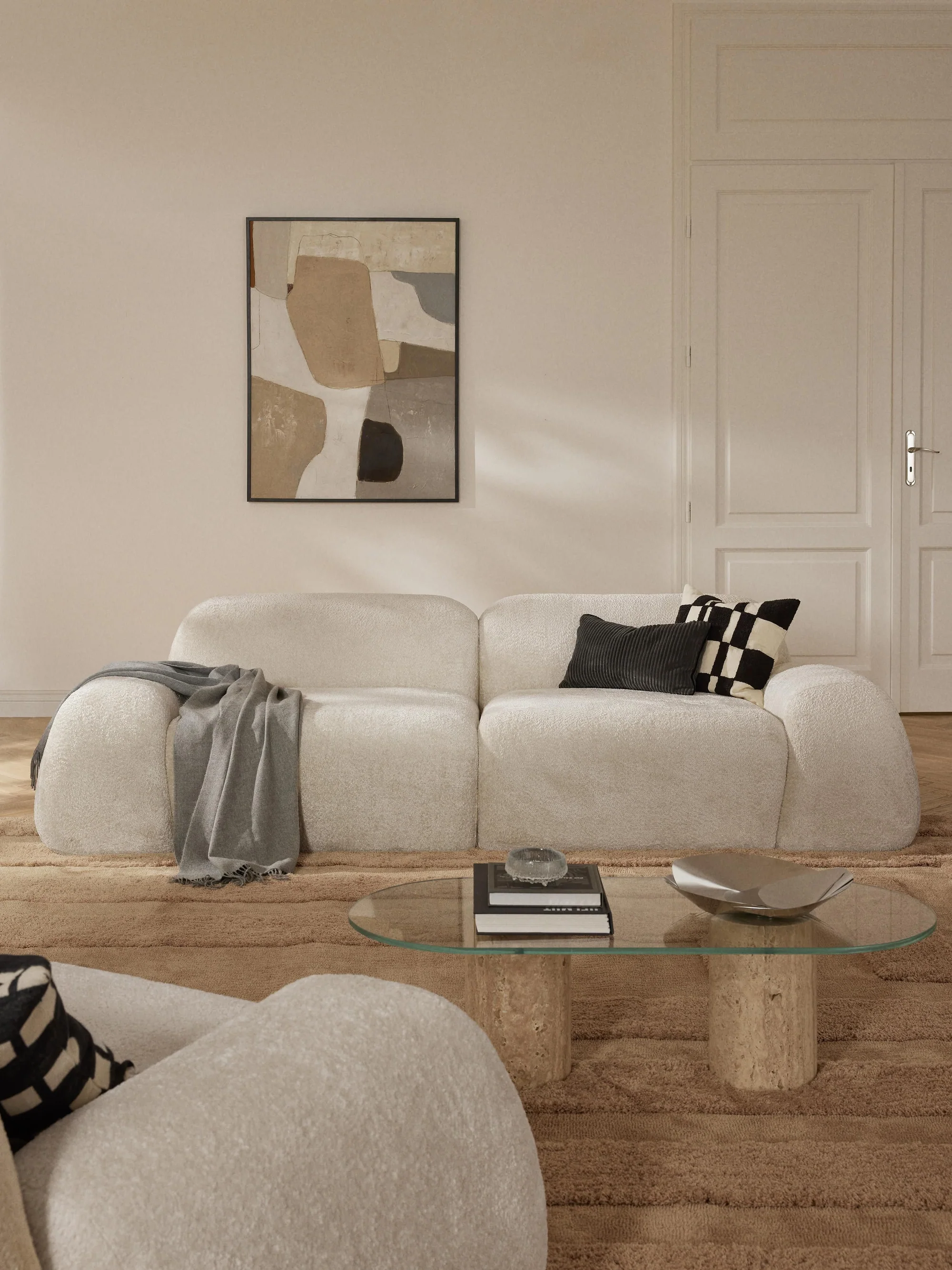 Elora Modüler Kanepe | Modern & Modüler Tasarım | 2-3 Kişilik| INNATURE HOME  - Teddy Bukle Açık Bej