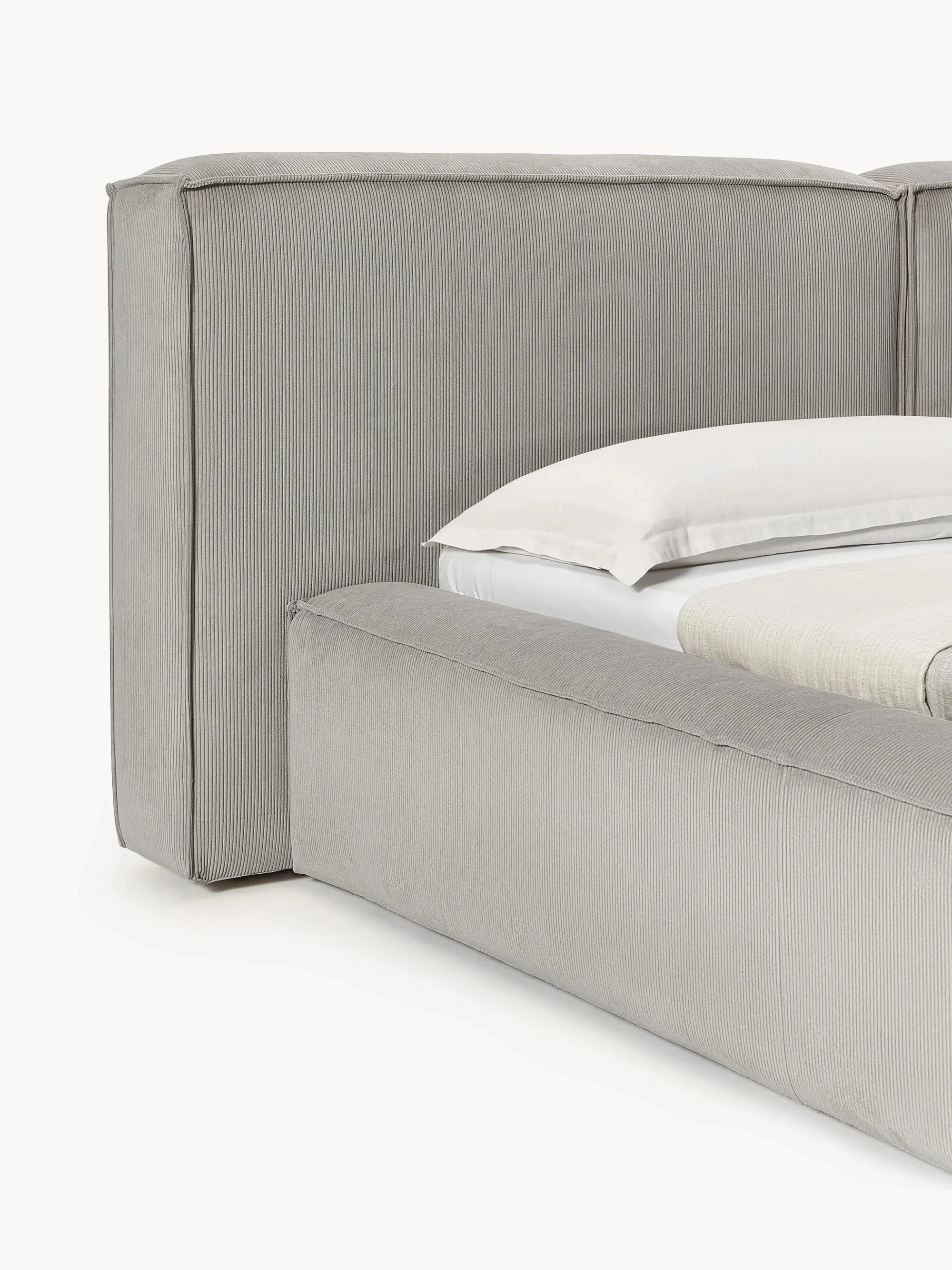 Soft Çift Kişilik Döşemeli Karyola | InNature Home - Gri, Fitilli Kadife