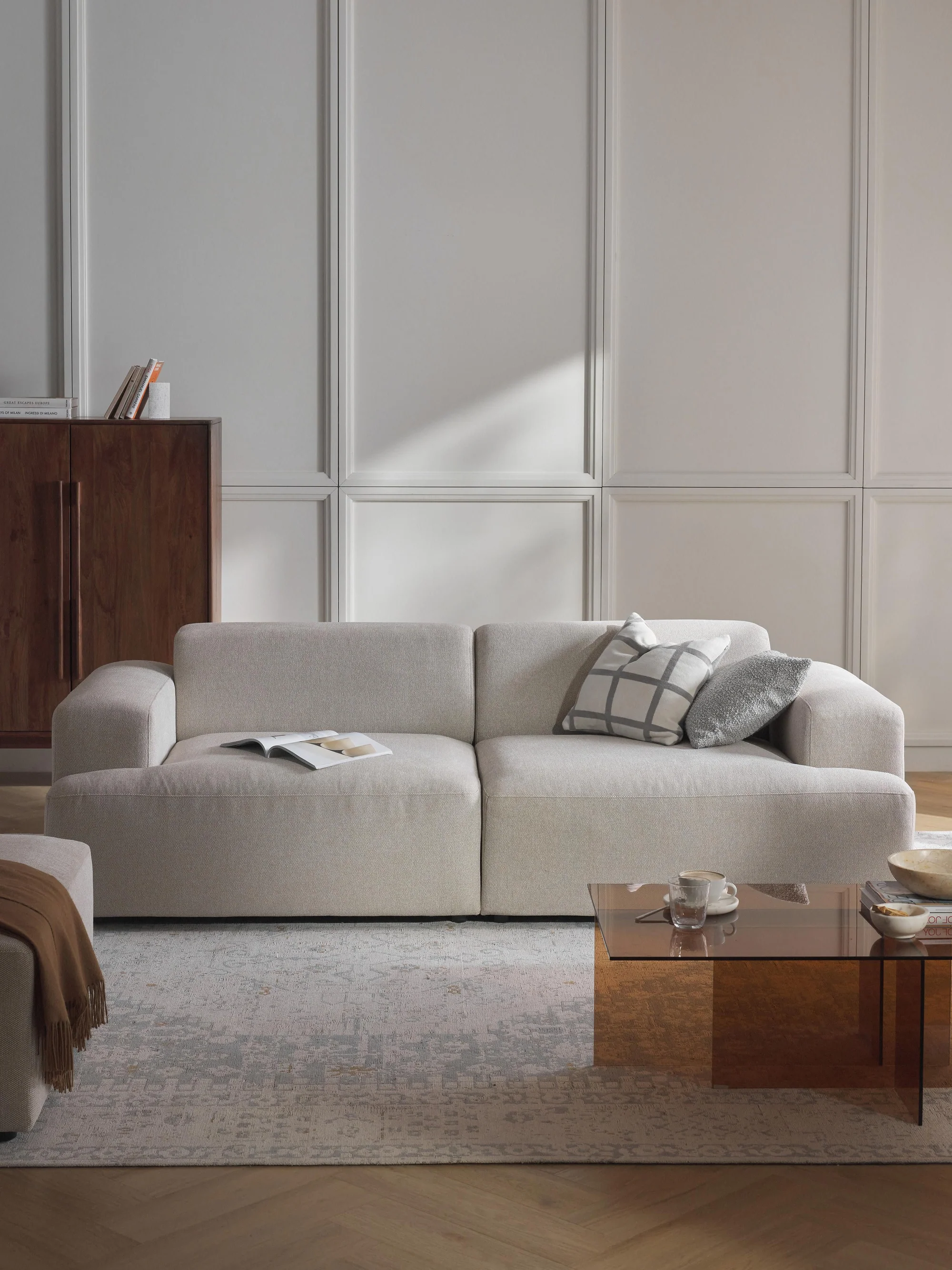 Stella Yumuşak Oturumlu Modüler Kanepe (3-4 Kişilik) InNature Home - Açık Bej, Keten