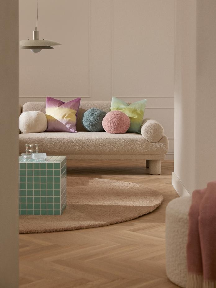 Lena Yuvarlak Teddy Kırlent - InNature Home - Pembe