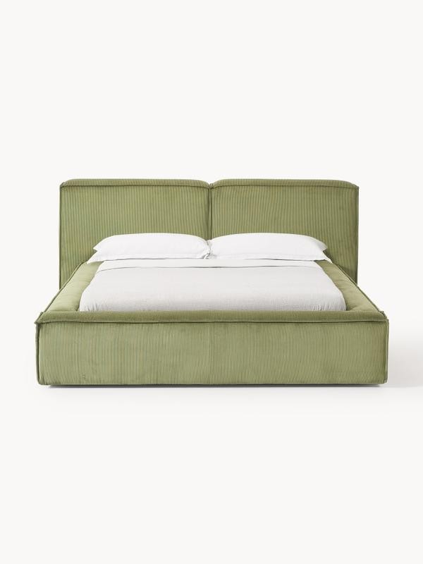 Soft, Çift Kişilik Karyola - InNature Home - Yeşil, Fitilli Kadife