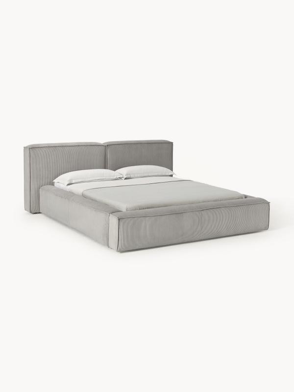 Soft, Çift Kişilik Karyola - InNature Home - Gri, Fitilli Kadife