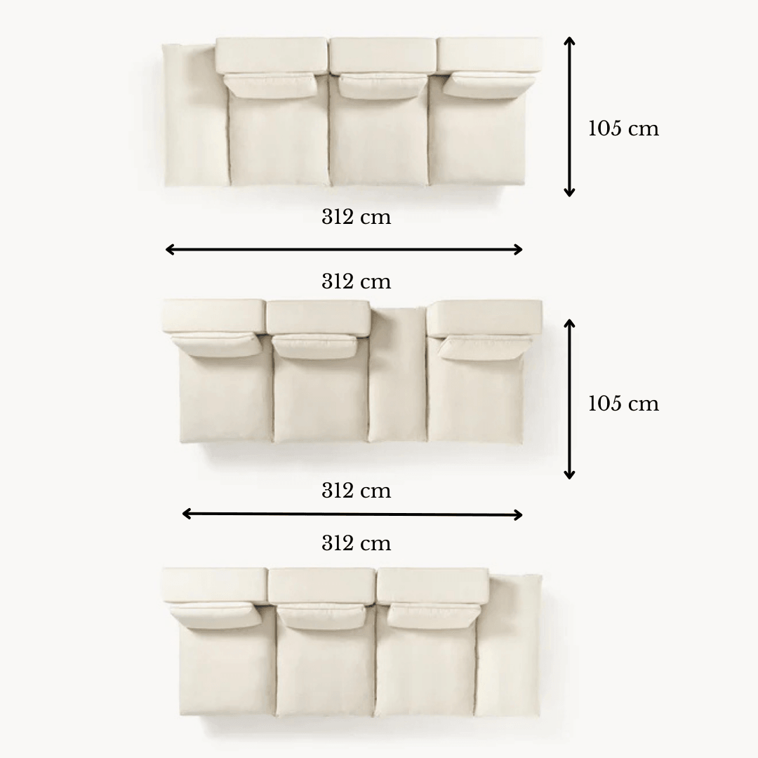 Puzzle Yumuşak Oturumlu Kuştüyü Süngerli Ayarlanabilir 4 Modülü Kanepe - InNature Home - Açık Bej