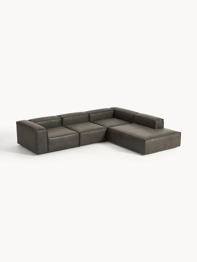 Soft Modüler Köşe Koltuk (6-7 Kişilik) Deri - InNature Home - Siyah Sağ Large