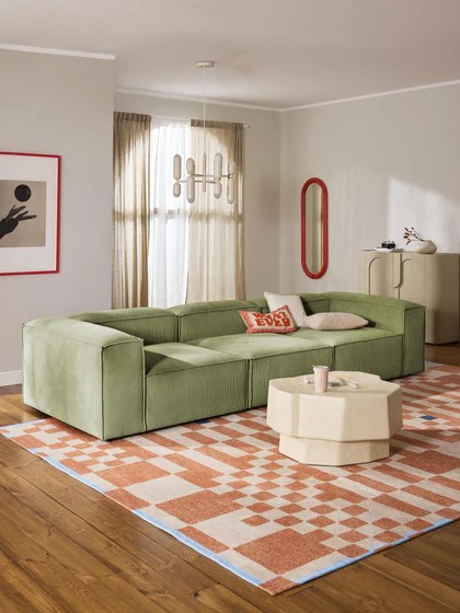 Soft Moduler Sofa Corduroy - InNature Home - Soft Green Sofa