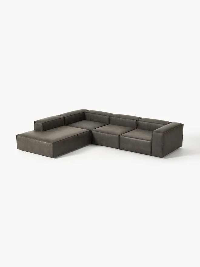 Soft Modüler Köşe Koltuk (6-7 Kişilik) Deri - InNature Home - Siyah Sol Large