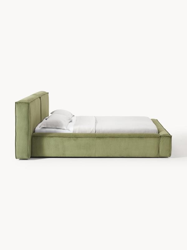 Soft, Çift Kişilik Karyola - InNature Home - Yeşil, Fitilli Kadife