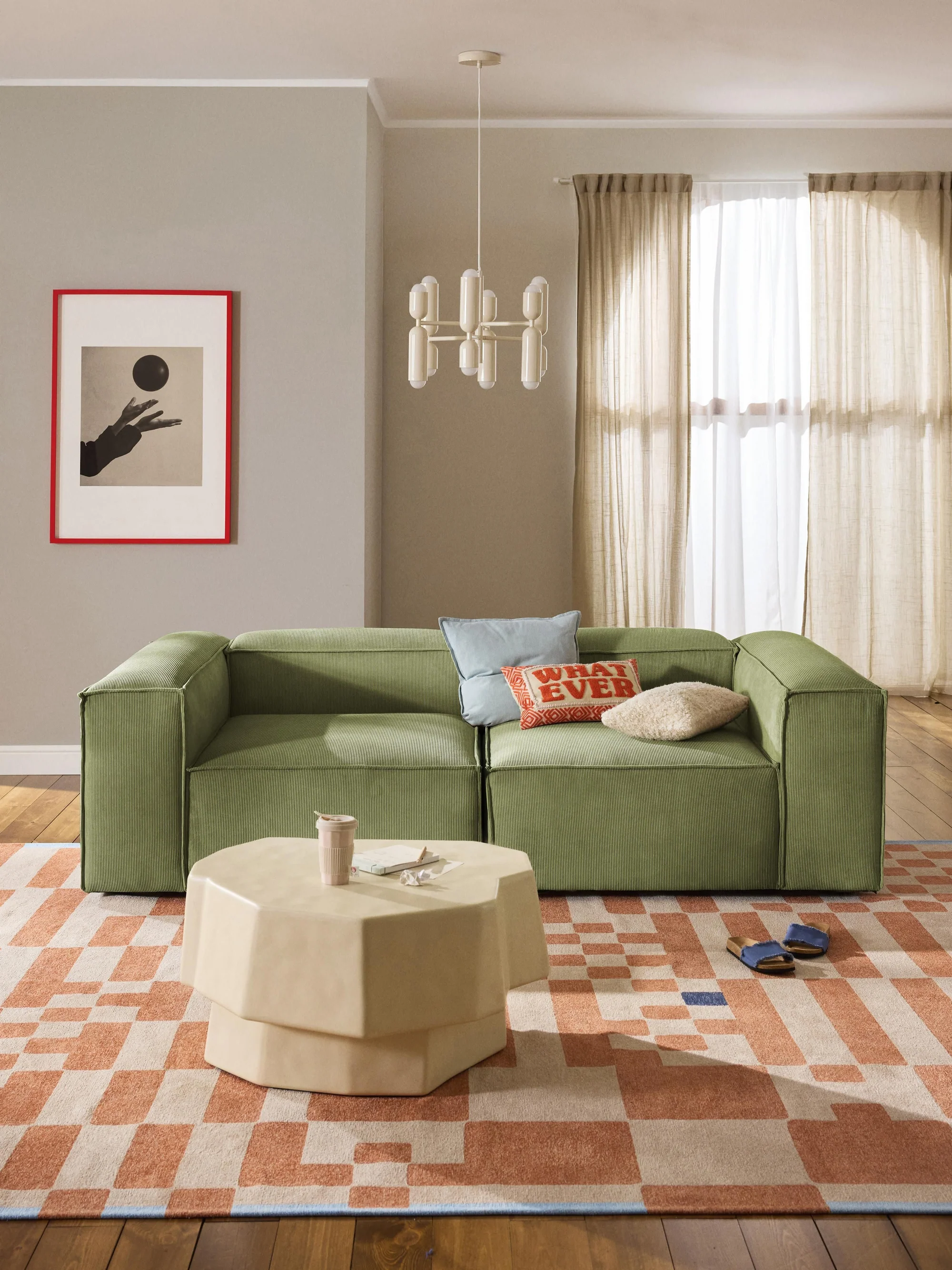 Soft Yumuşak Oturumlu Modüler Kanepe, Fitilli Kadife (2-3 Kişilik) InNature Home - Yeşil