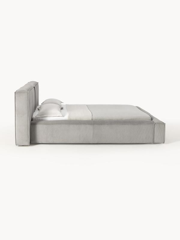 Soft, Çift Kişilik Karyola - InNature Home - Gri, Fitilli Kadife