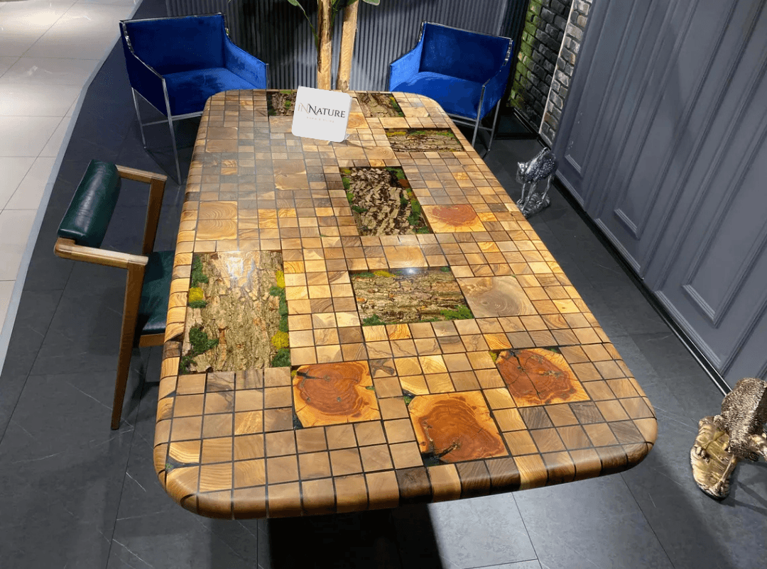 Jungle Epoxy Table, Custom Epoxy Table, Walnut Epoxy Table, Farmhouse Table InNature Home