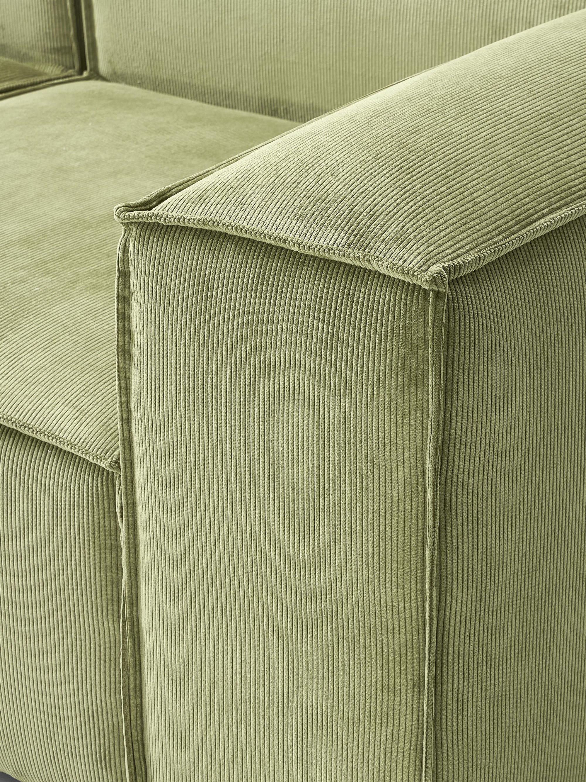 Soft Yumuşak Oturumlu Modüler Kanepe, Fitilli Kadife (2-3 Kişilik) InNature Home - Yeşil