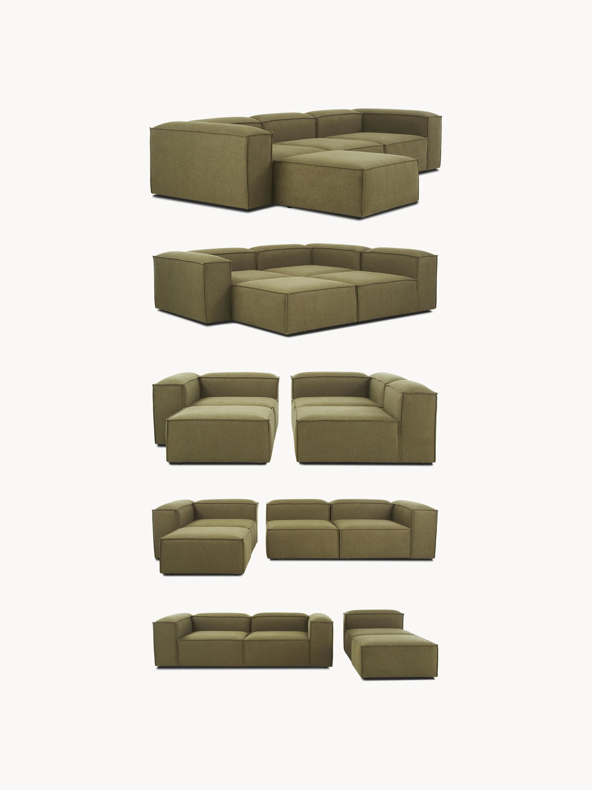 Soft Yumuşak Oturumlu Modüler Köşe, Keten (3-4 Kişilik) - InNature Home - Yeşil