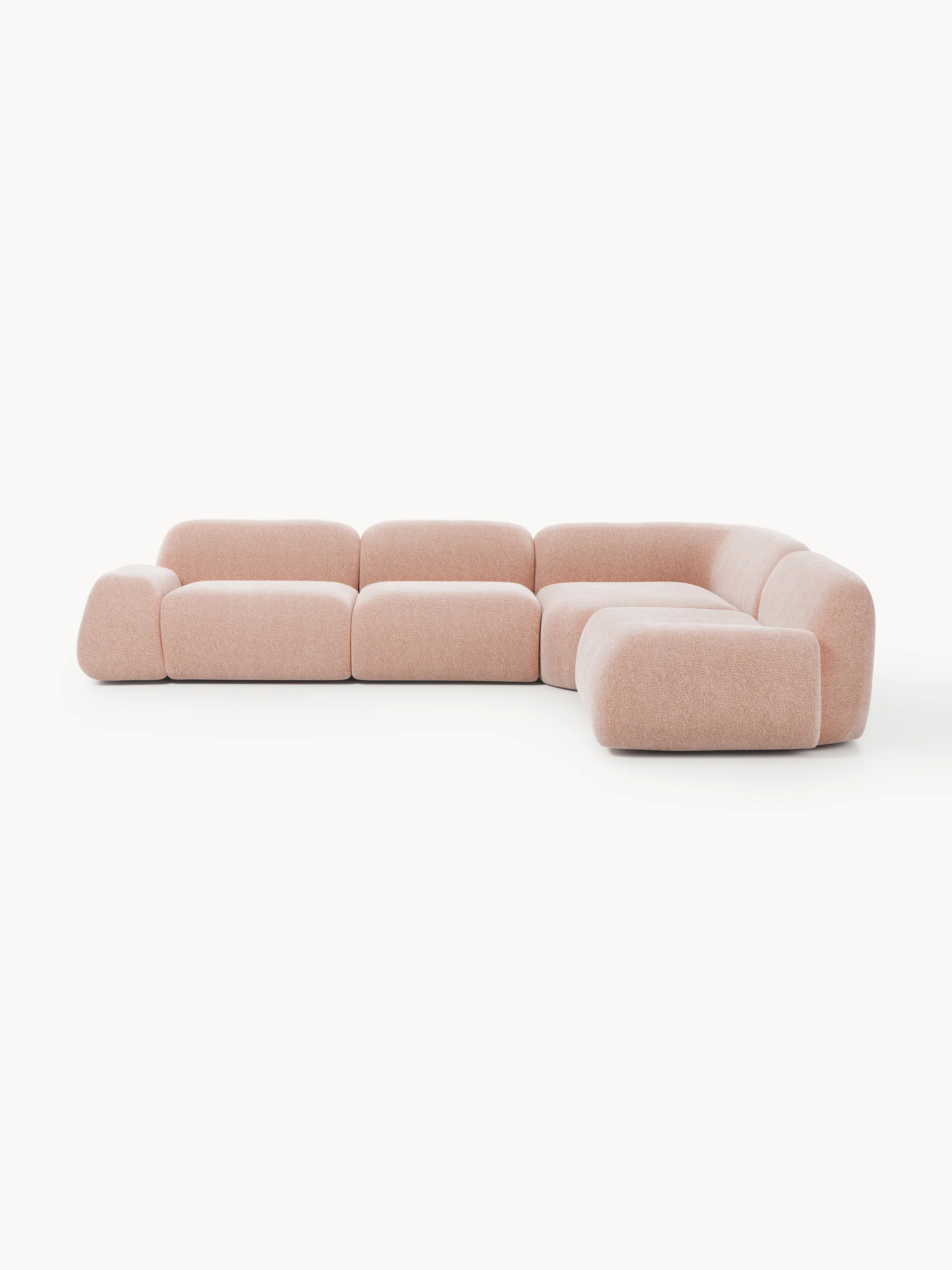 Elora Modüler Kanepe | Modern & Modüler Tasarım | 4-5 Kişilik| INNATURE HOME  - Dokulu Kadifemsi, Pembe