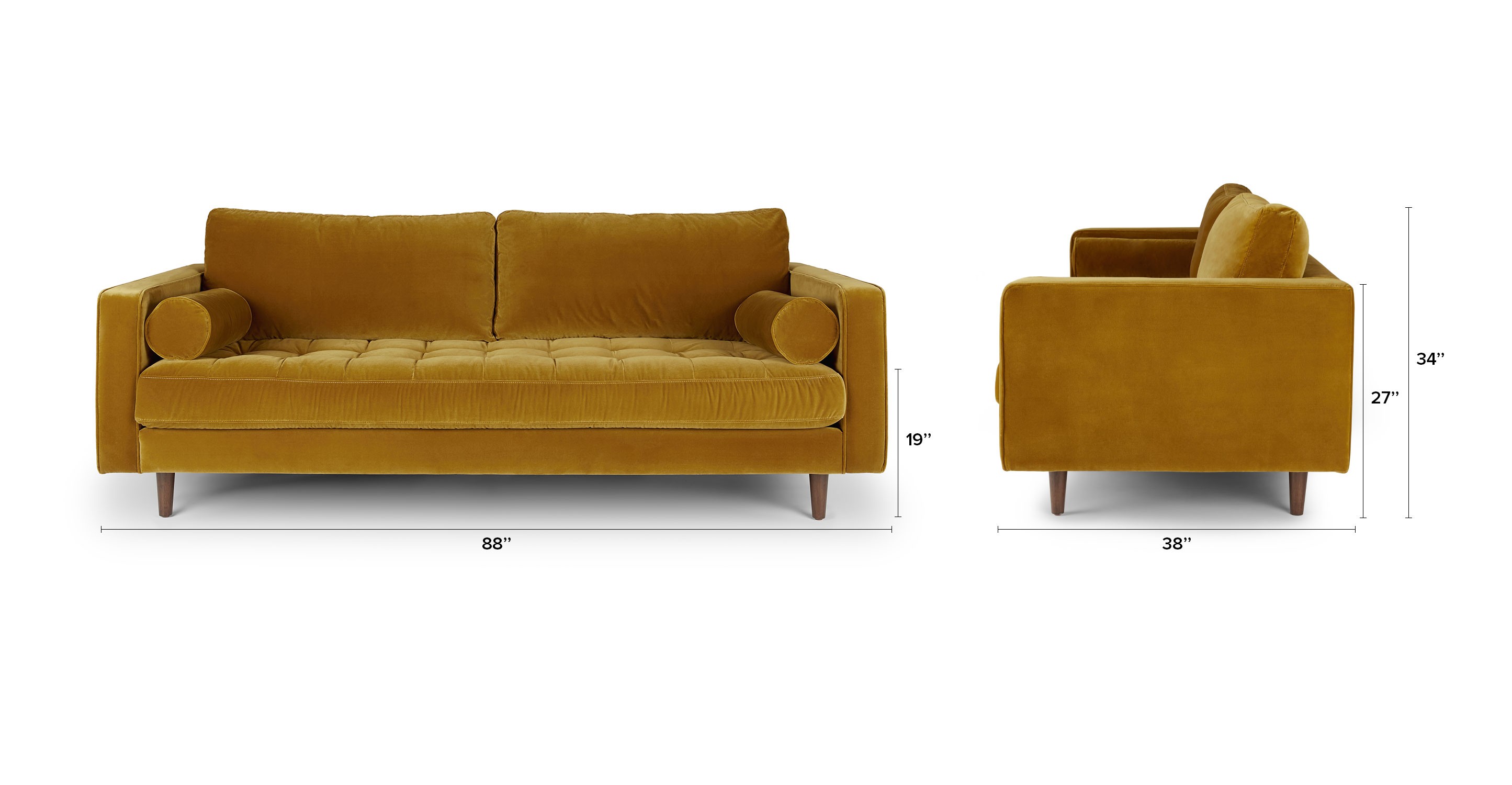 Molis Sofa, Velvet - InNature Home -  Molisa Sofa, Gold