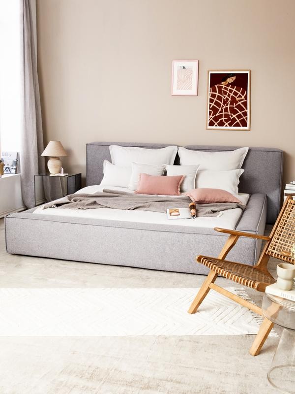 Soft, Çift Kişilik Karyola - InNature Home - Gri, Keten