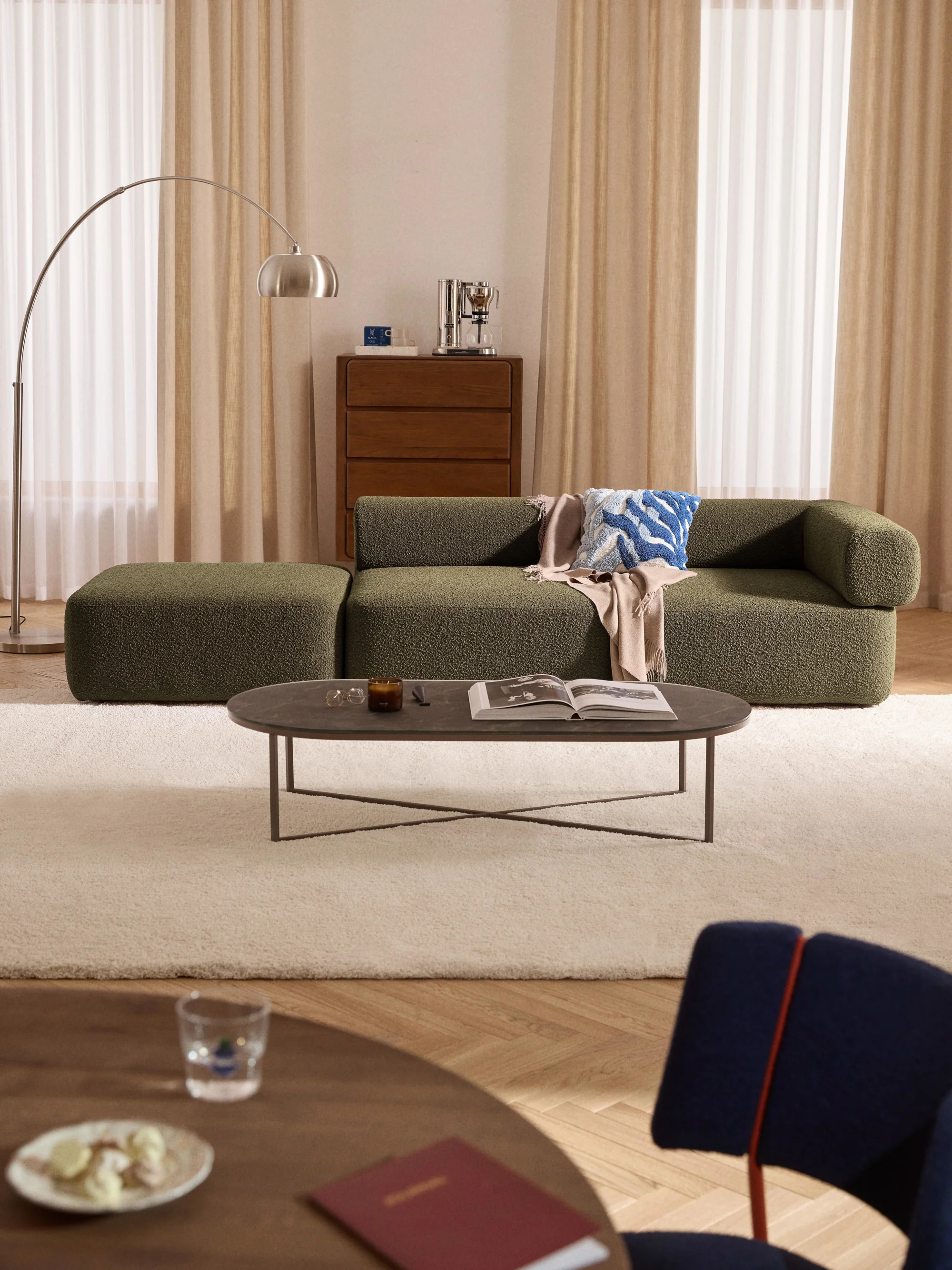 Sofia Modüler Puflu Kanepe 3-4 Kişilik - INNATURE  - Yeşil