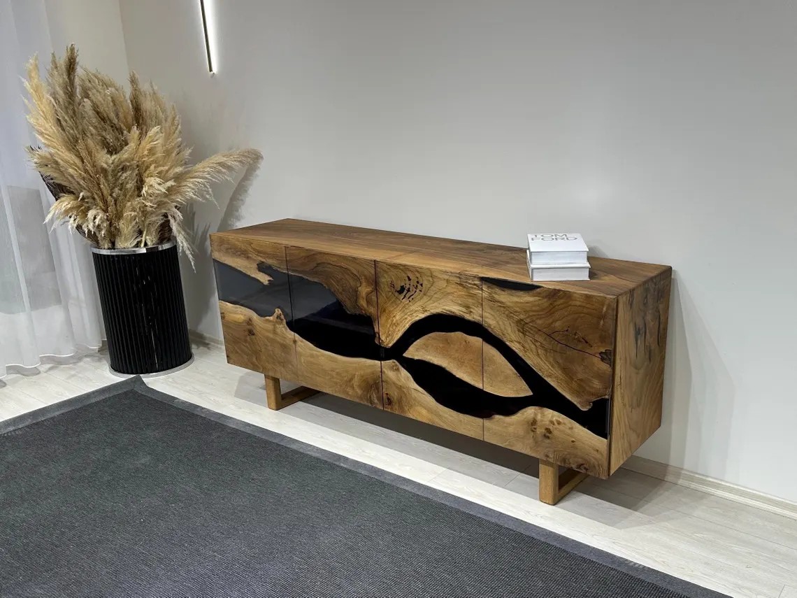Handcrafted Resin Buffet | Luxury Walnut Epoxy Console Cabinet | Live Edge TV Stand | Custom Solid Wood Sideboard | Free DHL Express Shipping from Turkey | INNATURE 