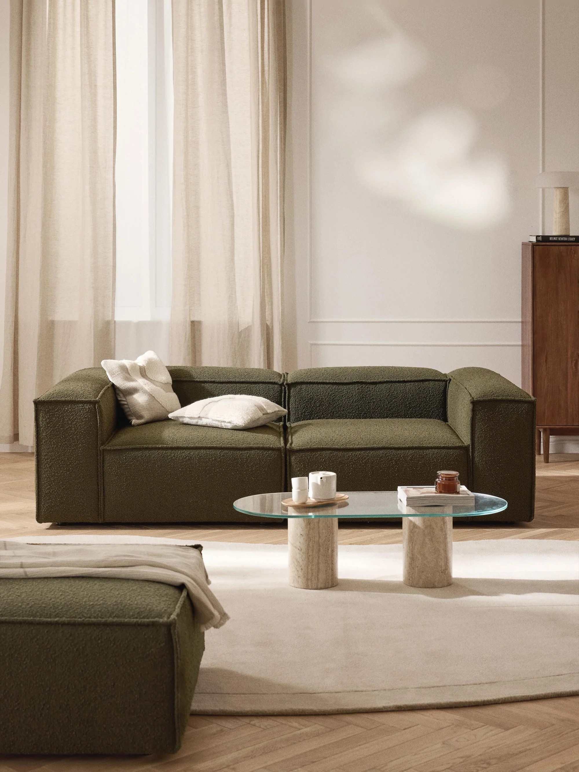 Soft Yumuşak Oturumlu Modüler Kanepe, Bukle (2-3 Kişilik) - InNature Home - Yeşil