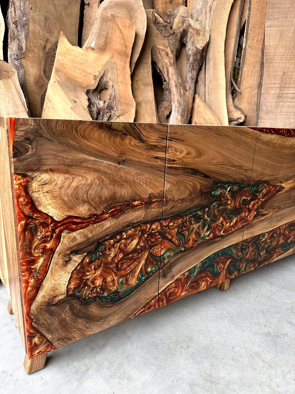 Lava Epoxy Walnut Sideboard –Walnut Epoxy Console | Artisan Buffet Cabinet | Handcrafted Wood Design | InNature Home