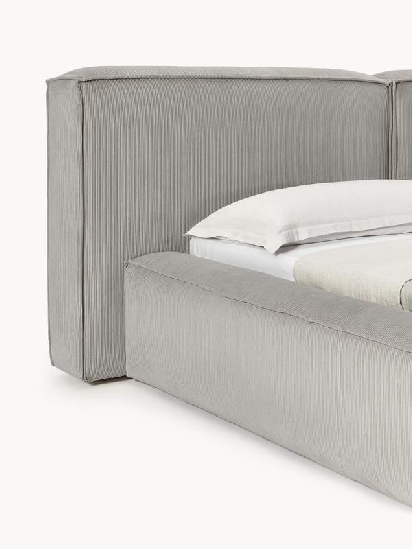 Soft, Çift Kişilik Karyola - InNature Home - Gri, Fitilli Kadife