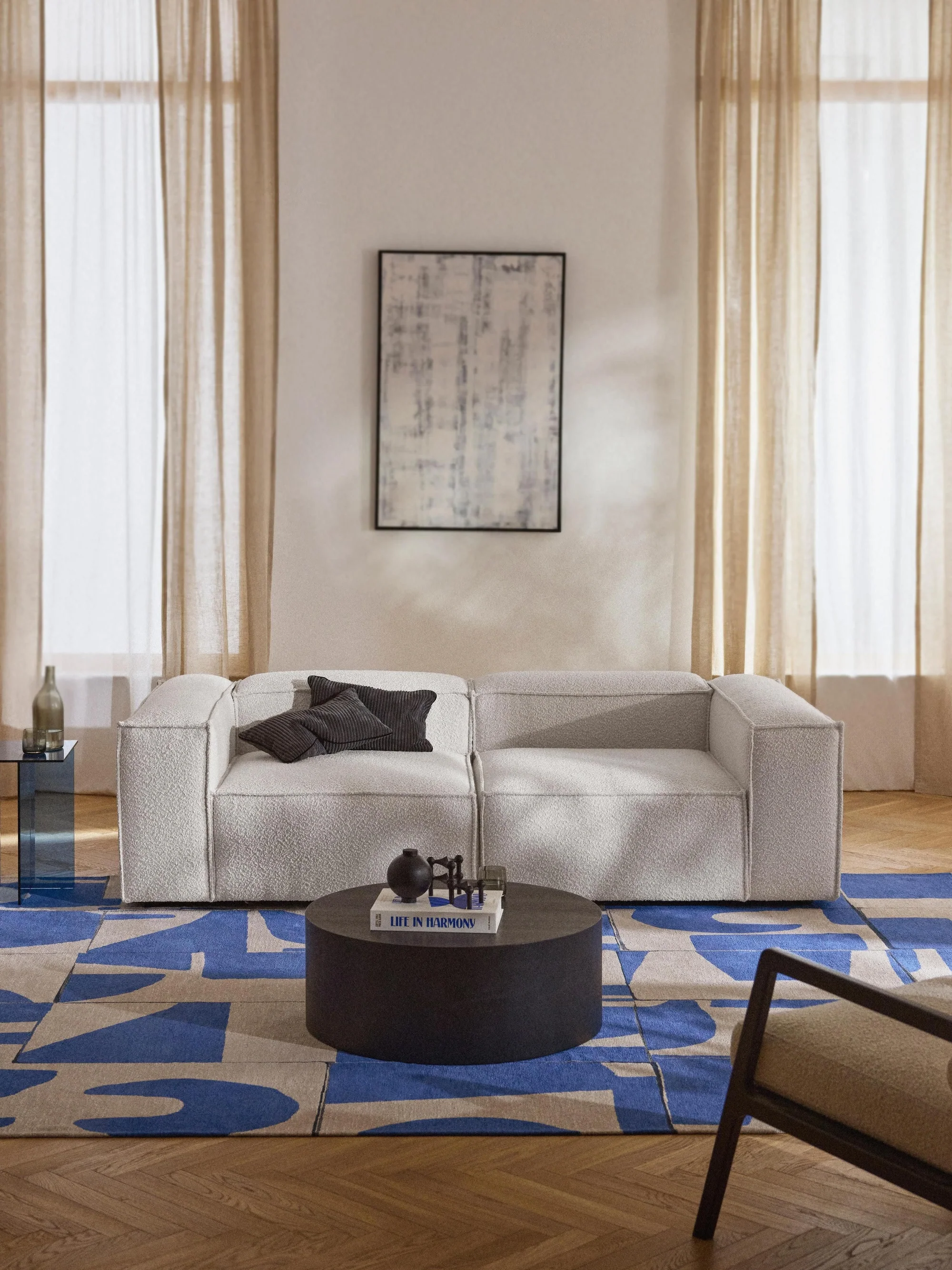 Soft Yumuşak Oturumlu Modüler Kanepe, Bukle (2-3 Kişilik) - InNature Home - Bej